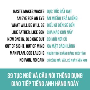 39 Tục Ngữ Và Câu Nói Thông Dụng Giao Tiếp Tiếng Anh Hàng Ngày